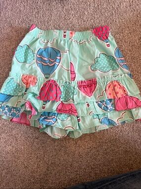 Eleanor Rose Mint Hot Air Balloon Ruffle Shorts with Pink & Blue Accents